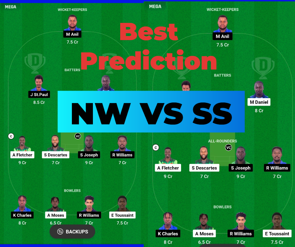 NW vs SS Dream11 Prediction Today Match, Dream11 Team Today, Fantasy Cricket Tips, Playing XI, Pitch Report, Injury Update - West Indies T10 Spice Isle 2024, Match 24